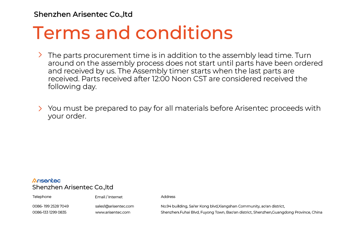 Terms and conditions - Leading PCB Manufacturer - Arisentec®